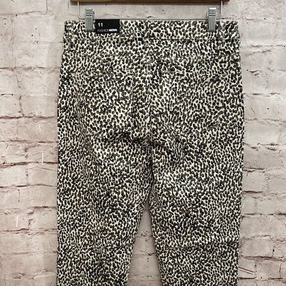Fashion Nova Purrfectly Print Leopard Print High Rise Skinny Jeans Size 11 NEW - Picture 4 of 4